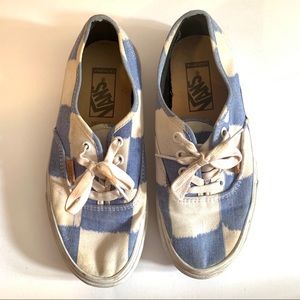 Vans White & Blue Checkered Shoes